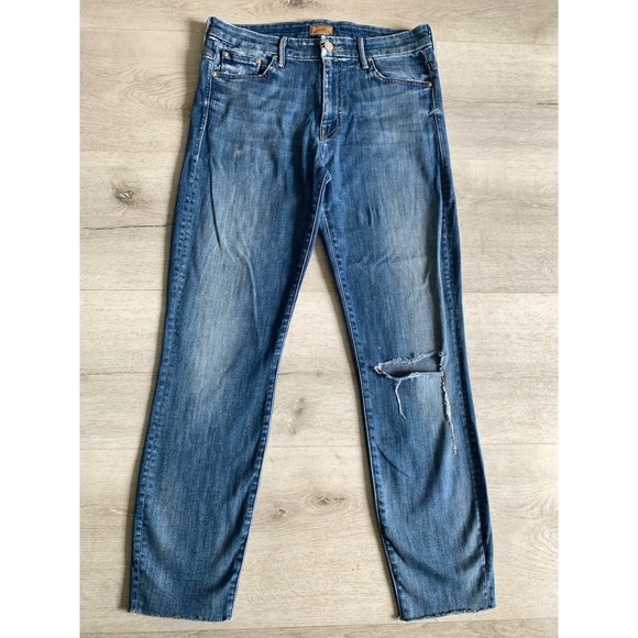 MOTHER Denim - Mother High Waisted Looker High Five Distressed Skinny Jeans Blue Size 30